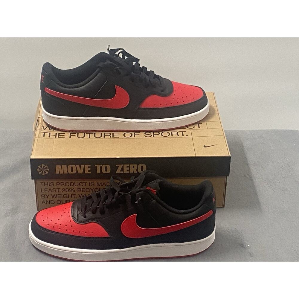 Nike Men’s Court Vision Lo Next Nature Athletic Shoes Sz 9 Black University Red - Picture 2 of 6